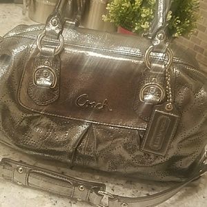 Authentic Coach Gunmetal Ashley Leather Tote